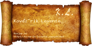 Kovárik Levente névjegykártya
